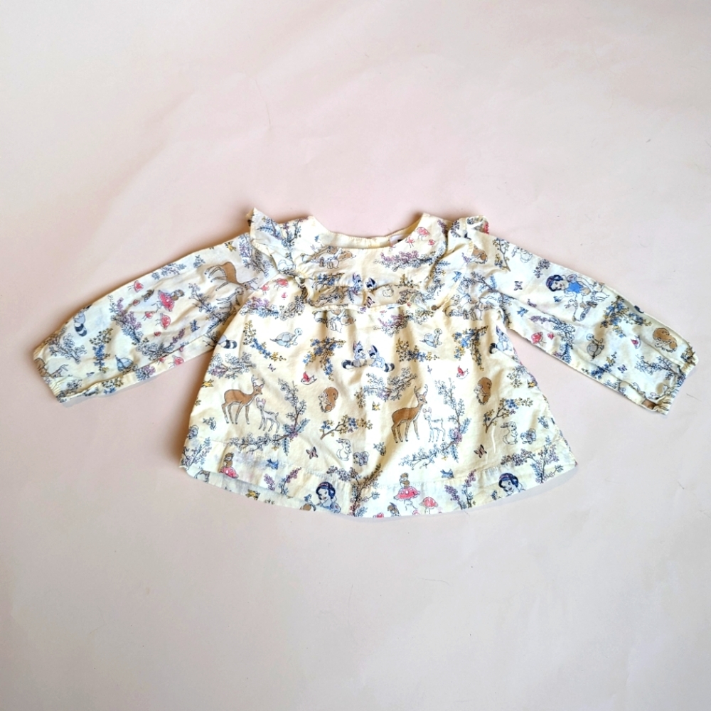 Disney Children's Blouse Baby Infant Long Sleeve Pale Yellow with Snow White